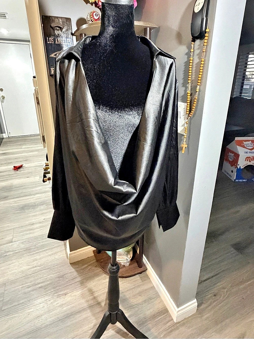 Fashion Nova Touch By Touch Satin Top Black Size Large